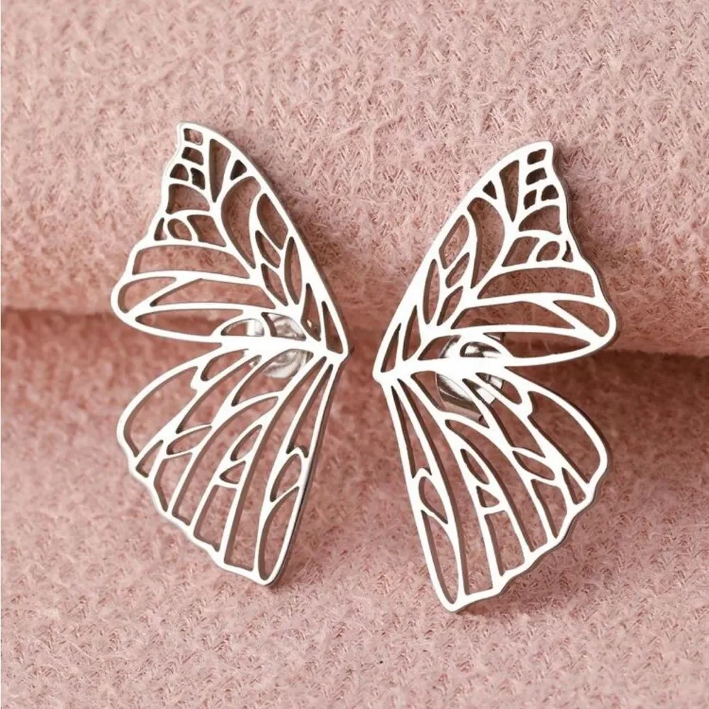 Stainless Steel Butterfly‎ Wings Stud Earrings